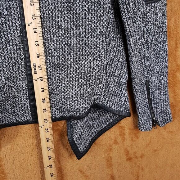 GENERATION LOVE Womens Jacket Small Gray Buckle Knit Faux Leather Moto Draped - Picture 6 of 8